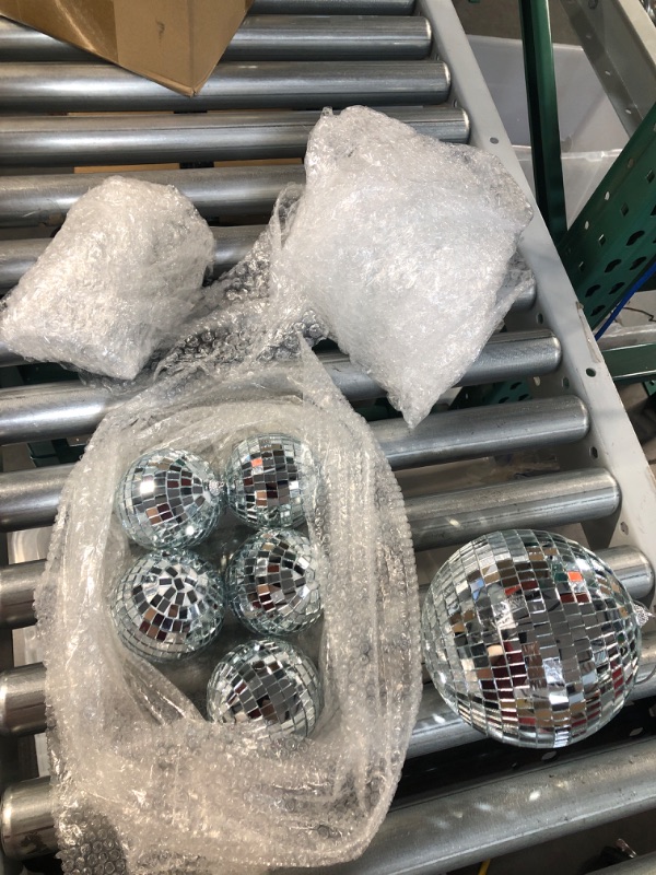 Photo 2 of 65 Pcs Mirror Disco Balls Ornaments Different Sizes Bulk Reflective Mini Disco Ball Decorations