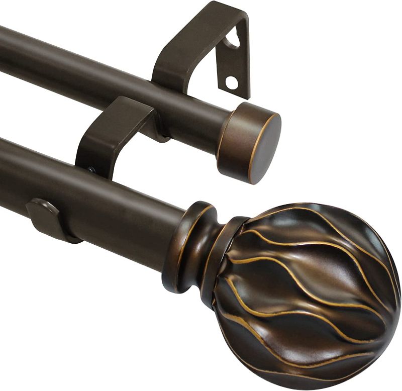 Photo 2 of *SEE NOTES* Ycolnaefllr 1 Inch Double Curtain Rods For Windows 48 to 84 inch Bronze