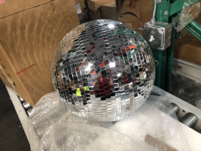 Photo 2 of 16 Inch Large Mirror Disco Ball 80's 90's Disco Ball Decoration Silver Hanging Party Disco Ball 