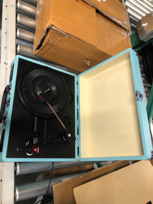 Photo 1 of Victrola Vintage 3-Speed Bluetooth Portable Suitcase Record Player, Turquoise, Model Number: VSC-550BT