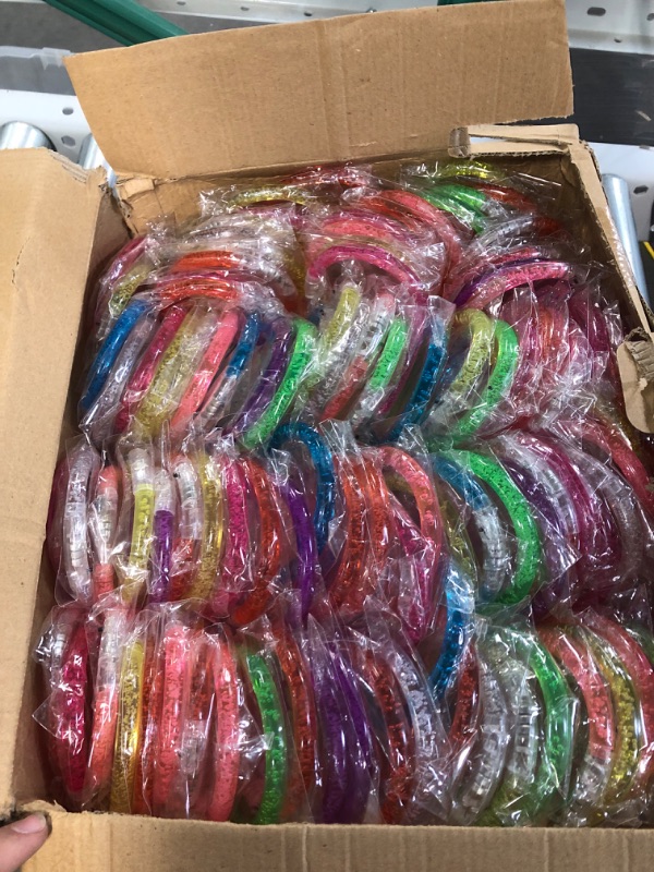 Photo 2 of Kenning 200 Pieces Glow in the Dark Bracelets, Glow Sticks Bracelets, LED Flashing Light up Bracelets 6 Colors