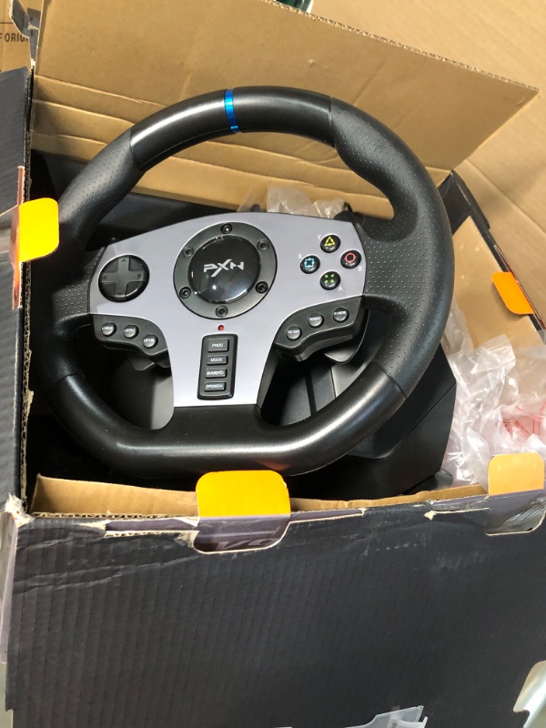 Photo 2 of Game Racing Wheel, PXN V9 270°/900° Adjustable Racing Steering Wheel, with Clutch and Shifter, Support Vibration and Headset Function, Suitable for PC, PS3, PS4, Nintendo Switch.