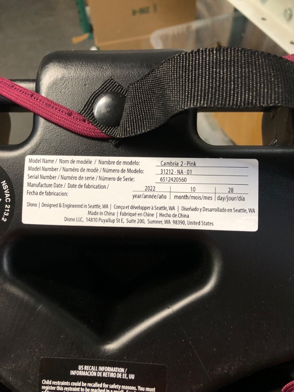 Photo 3 of Diono Cambria 2 XL 2022, Dual Latch Connectors, 2-in-1 Belt Positioning Booster Seat, High-Back to Backless Booster with Space and Room to Grow, 8 Years 1 Booster Seat, Pink NEW! Pink