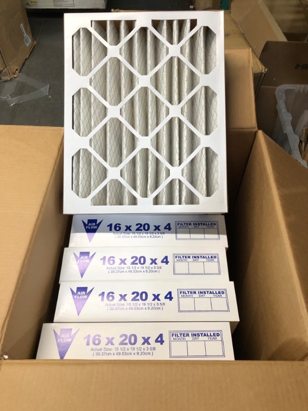 Photo 2 of 16x20x4 (3 5/8) Pleated Air Filters MERV 15 Qty 1