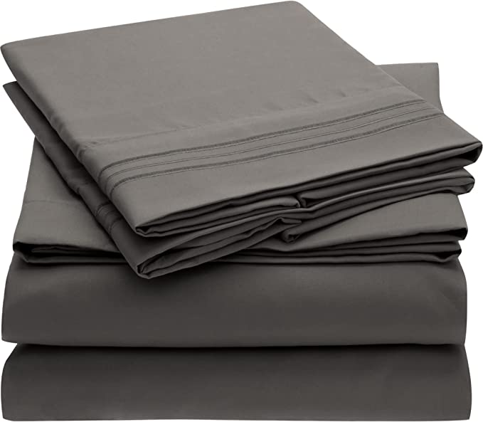 Photo 1 of [USED] Mellanni Queen Sheet Set Queen Dark Gray + 2pc Pillow Cover Set