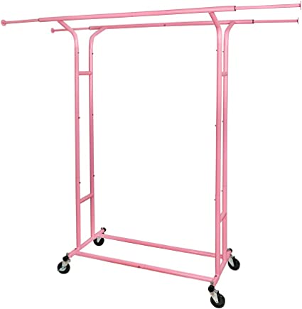 Photo 1 of [USED] Fishat Heavy Duty Double Rod Clothing Rack - Pink