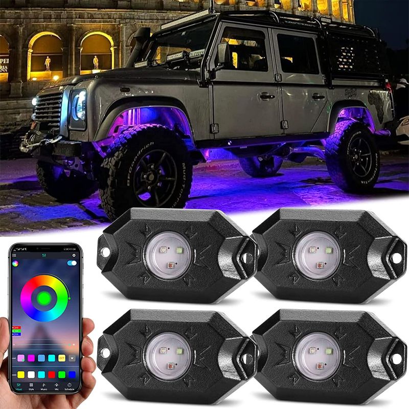 Photo 1 of RGB LED Rock Lights, DR.CAR Multicolor Underglow Kit for Car, Remote Control - for Truck ATV UTV SUV RZR,  4 count