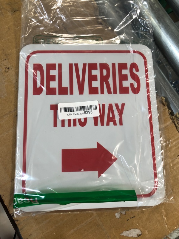 Photo 2 of Deliveries This Way w/ Right Arrow Outdoor Aluminum Metal Sign - Delivery Driver Instructions - 8.5" x10"