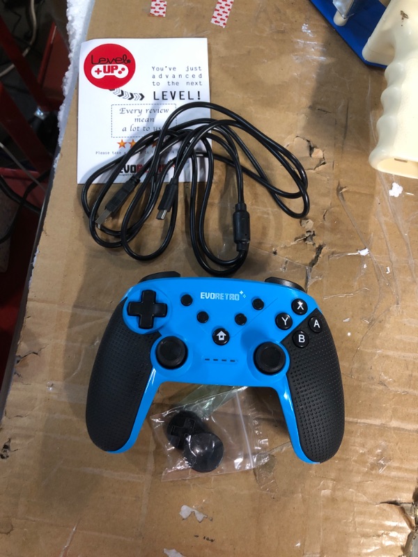 Photo 2 of EVORETRO Wireless Bluetooth compatible for Nintendo switch controller Pro -Turbo Buttons - Blue