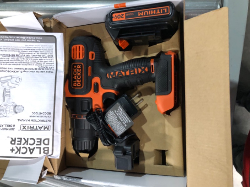 Photo 2 of 20-Volt MAX Lithium-Ion Cordless Matrix Drill/Driver with Battery 1.5Ah and Charger