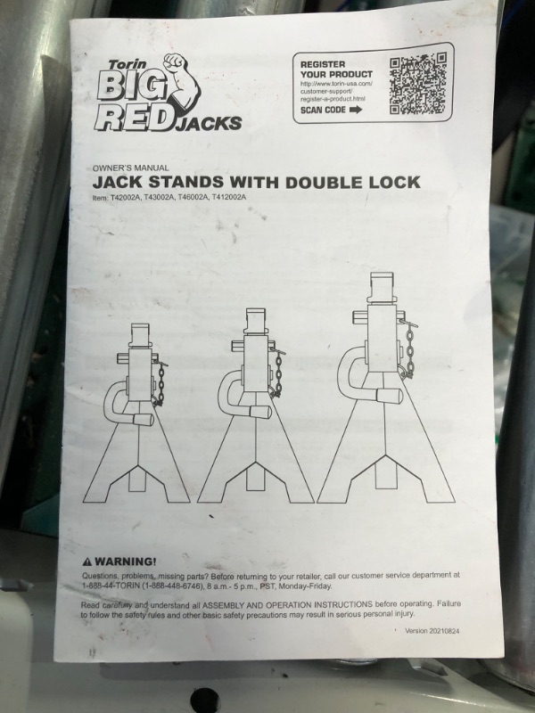 Photo 4 of BIG RED T46002A Torin Steel Jack Stands: Double Locking, 6 Ton (12,000 lb) Capacity, Red, 1 Pair