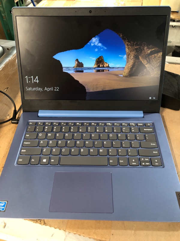 Photo 1 of Lenovo Ideapad 1i Laptop, 14" HD Screen, Intel Pentium Silver N5030 Processor, 4GB RAM, 128GB eMMC