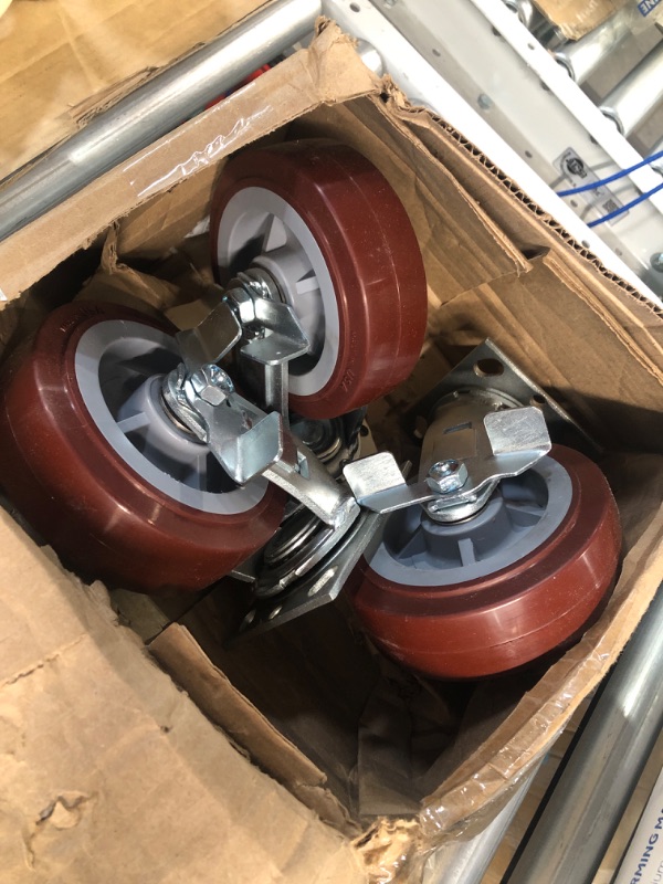 Photo 2 of *MISSING WHEEL* Linco 6” Heavy Duty Casters - Set of 4 Polyurethane Swivel Caster Wheels