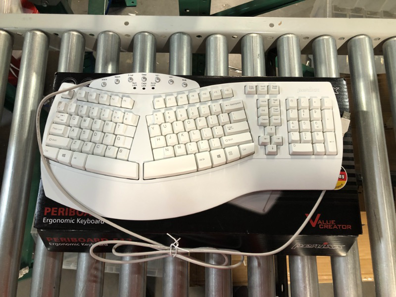 Photo 4 of Perixx PERIBOARD-512W Periboard-512 Ergonomic Split Keyboard - White - Bulky Size 19.09"X9.29"X1.73", US English Layout