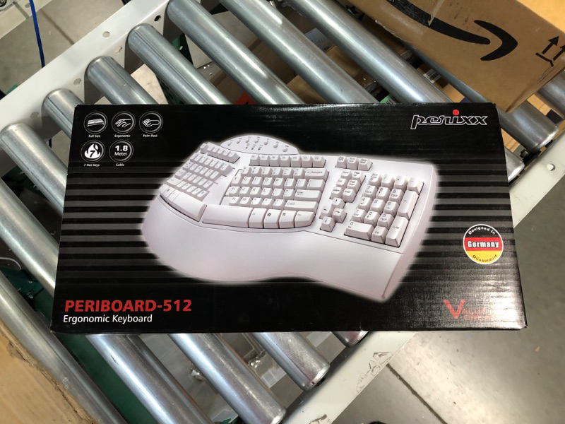 Photo 3 of Perixx PERIBOARD-512W Periboard-512 Ergonomic Split Keyboard - White - Bulky Size 19.09"X9.29"X1.73", US English Layout