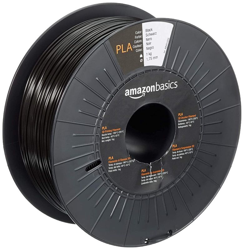 Photo 1 of Amazon Basics PLA 3D Printer Filament, 1.75mm, Black, 1 kg Spool