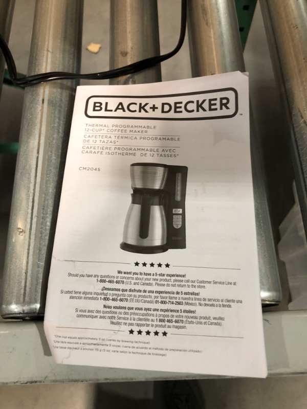Photo 2 of **PARTS ONLY** BLACK+DECKER CM2045B-1, 12-Cup CM2045B-1 Coffeemaker
