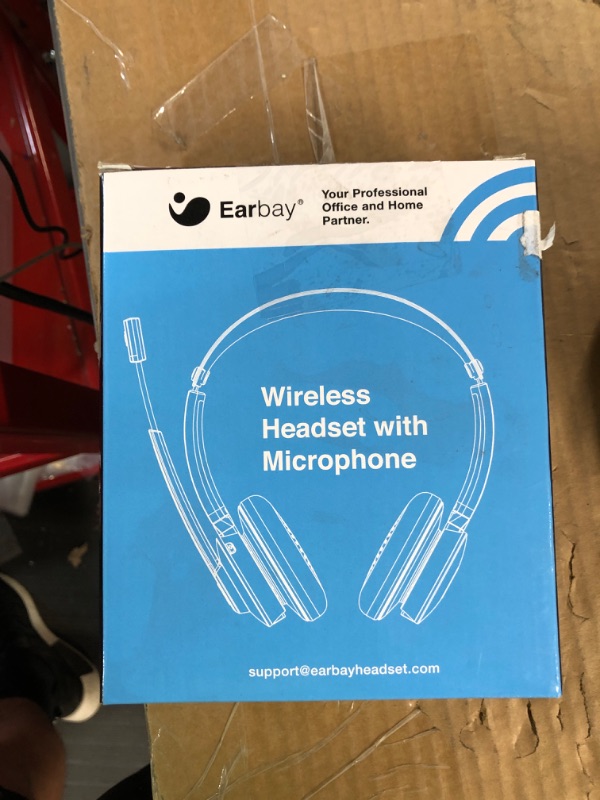 Photo 2 of Earbay Wireless Headset, Bluetooth Headsets with Microphone Noise Cancelling, On Ear Headphones with Mic Mute, Handsfree PC Headsets.