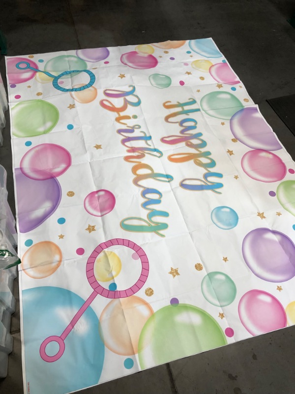 Photo 2 of Avezano Bubble Birthday Party Backdrop Pop On Over Bubble Theme Birthday Party Photography Background Girl Summer Bubble Bash Party Decoration Photoshoot (8x6ft)