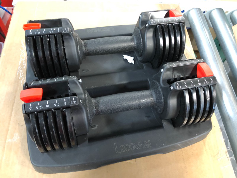 Photo 2 of **damaged **
Adjustable Dumbbell (5-14.5lbs × 2), LECONLAI Double Dumbbell (Double)