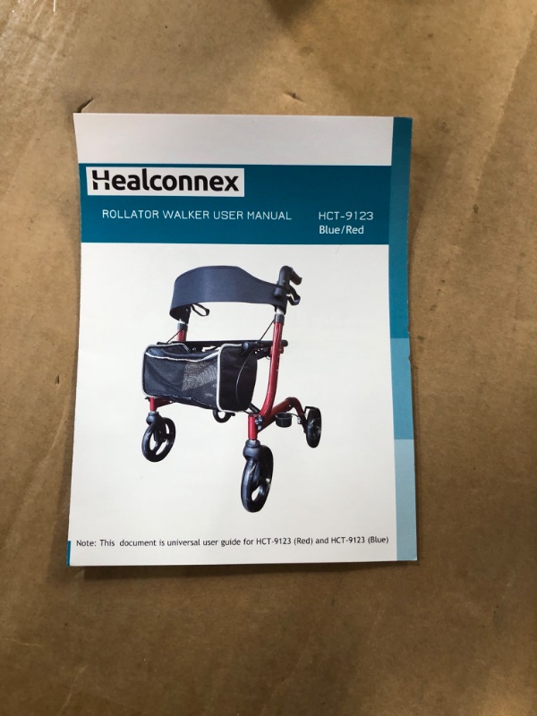 Photo 3 of Healconnex Rollator Walkers for Seniors-Folding Rollator Walker with Seat  Red