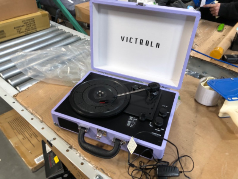 Photo 2 of Victrola Vintage 3-Speed Bluetooth Portable Suitcase Record Player with Built-in Speakers | Upgraded Turntable Audio Sound | Lavender (VSC-550BT-LVG) 