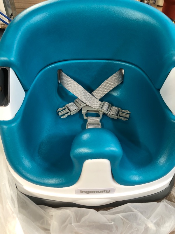 Photo 2 of Ingenuity Baby Base 2-in-1 Booster Feeding and Floor Seat with Self-Storing Tray - Peacock Blue