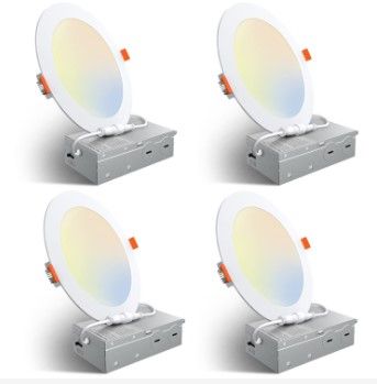 Photo 1 of **MISSING ITEMS**   Amico 4 Pack 6 Inch 5CCT Ultra-Thin LED Recessed Ceiling Light with Junction Box, 2700K/3000K/3500K/4000K/5000K Selectable, 12W Eqv 110W, Dimmable Can-Killer Downlight, 1050LM High Brightness - ETL