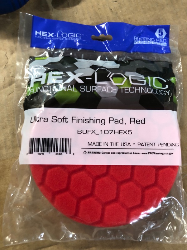 Photo 2 of Chemical Guys BUFX_107HEX5 BUFX_107_HEX5 Hex-Logic Ultra Light Finishing Pad, Red (5.5 Inch Pad