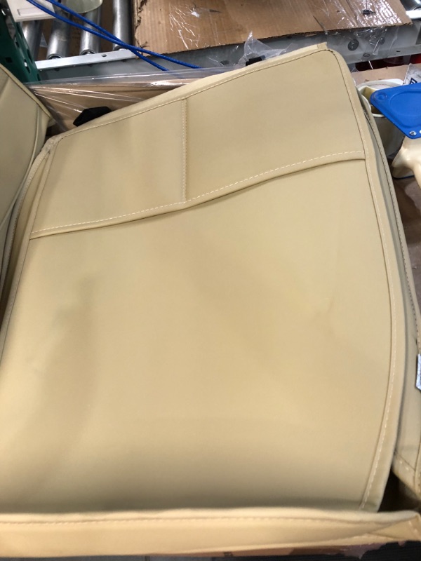 Photo 4 of AOOG Leather Car Seat Covers, Leatherette Automotive Seat Covers, Front Pair, Beige 