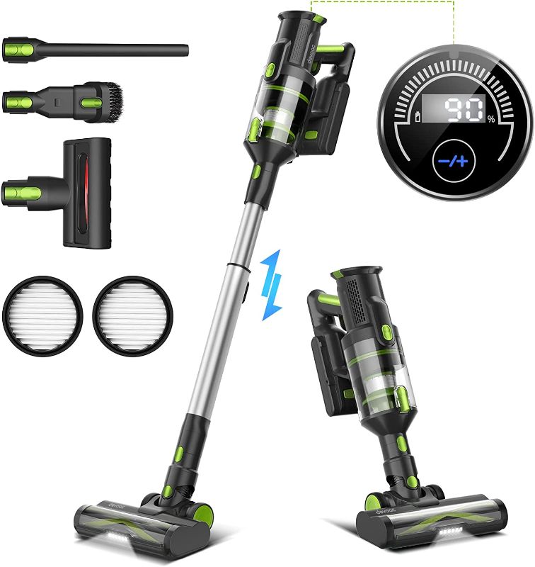 Photo 1 of **UNABLE TO TEST** DevoacTech Cordless Vacuum Cleaner, Super Powerful Suction 33KPa Stick Vacuum 8 in 1, 265W Brushless Motor, Up to 45mins Runtime, LED Display Handheld Vacuum for Hard Floor Carpet Pet Hair -M100 