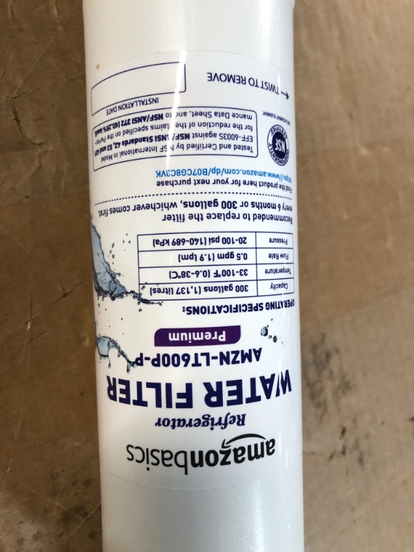 Photo 4 of **USED BUT APPEARS NEW**  Amazon Basics Replacement LG LT600P Refrigerator Water Filter Cartridge - Premium Filtration