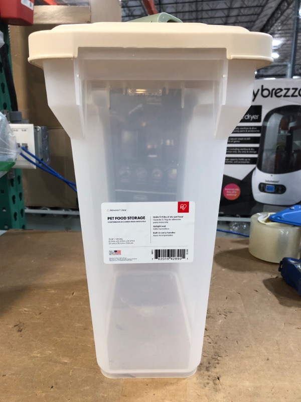 Photo 1 of **SEE NOTES** IRIS USA WeatherPro Airtight Pet Food Storage Container, for Dog Cat Bird and Other Pet Food Storage Bin, Keep Pests Out, Easy Mobility, Translucent Body, BPA Free, 12.5, 22, 45, 55 Lbs 12.5 Lbs - 15 Qt Almond