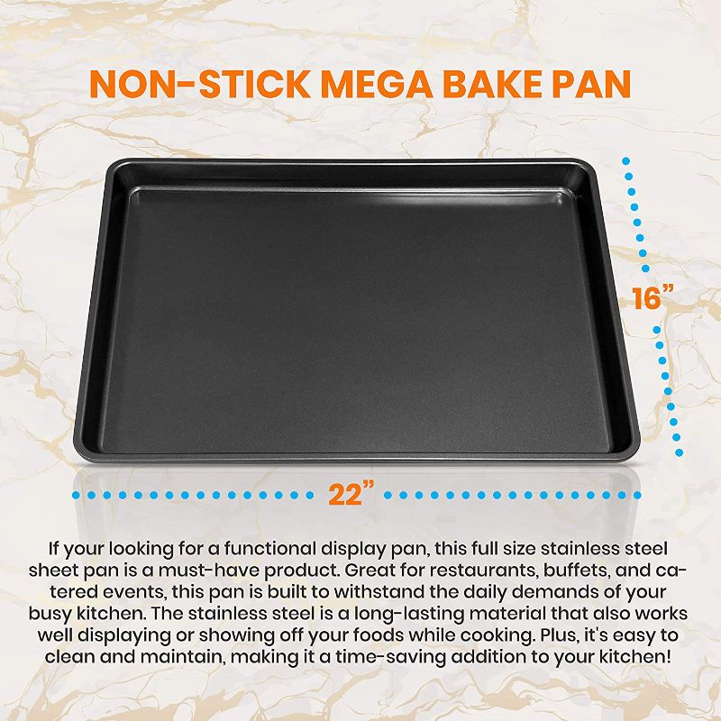 Photo 1 of **SEE NOTES** Nonstick Cookie Sheet Baking Pan - 1qt Metal Oven Baking Tray, Professional Quality Kitchen Cooking Non-Stick Bake Trays, Stylish Blue Diamond Silicone Coating, PFOA PFOS PTFE Free - NutriChef NCLG1BD Mega Pan Blue Diamond