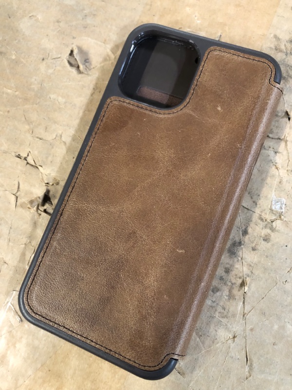 Photo 2 of **SEE NOTES** OtterBox STRADA SERIES Case for iPhone 12 Pro Max - ESPRESSO (DARK BROWN/WORN BROWN LEATHER) Brown Case