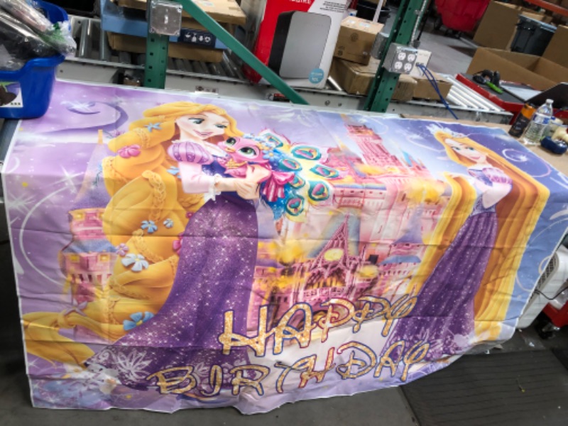 Photo 3 of ALIDEAL Tangled Backdrop Banner Movie Photography Rapunzel Princess Background Island Castle Party Supplies Background