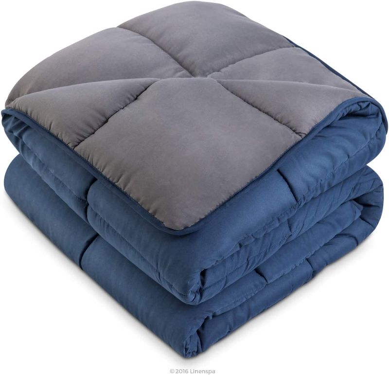 Photo 1 of **SEE NOTES** Linenspa Comforter Duvet Insert Queen Navy/Graphite Down Alternative All Season Microfiber-Queen Size - Box Stitched