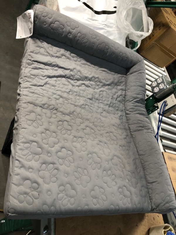 Photo 3 of **SEE NOTES** Furhaven Large Cooling Gel Foam Dog Bed Pinsonic Quilted Paw L Shaped Chaise w/ Removable Washable Cover - Titanium, Large Cooling Gel Foam Large (Quilted Paw) Titanium