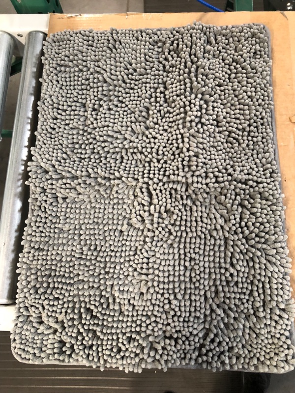 Photo 3 of **USED BUT APPEARS NEW**  Gorilla Grip Bath Rug, Thick Soft Absorbent Chenille Rubber Backing Bathroom Rugs, Microfiber Dries Quickly, Shaggy Machine Washable Mats, Plush Durable Rug, Bathtub and Shower Floor, 24x17, Grey 24" x 17" Grey