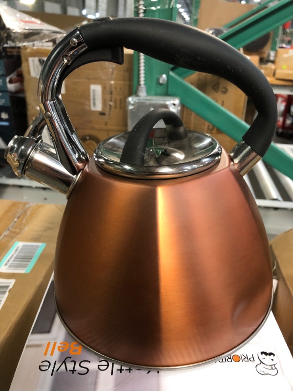 Photo 3 of **SEE NOTES** PriorityChef Tea Pot For Stove Top, Soft Touch RapidCool Handle, Whistling Tea Kettle for Stovetop, Food Safe Stainless Steel Body Won't Rust, 2.5 Qrt Teapot Black Copper