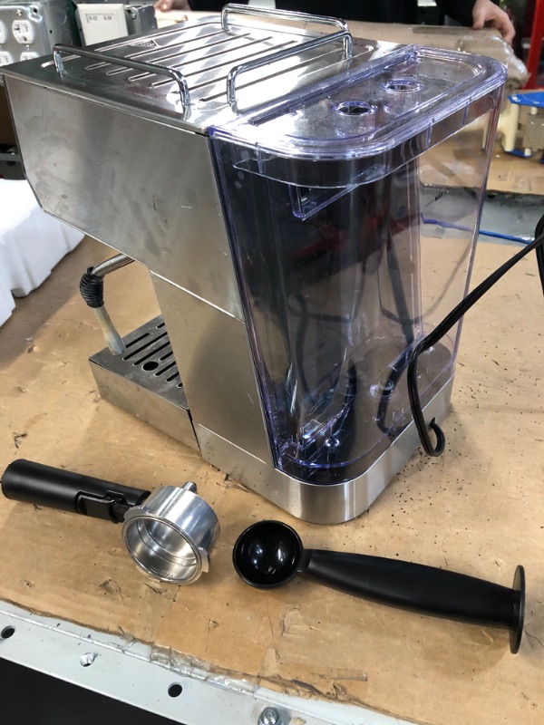 Photo 5 of **SEE NOTES** Gevi 15 Bar Pump Espresso Coffee Machine with Manual Milk Frother, Espresso and Cappuccino Machine for Home, 50 oz removable water tank, Silver / Stainless