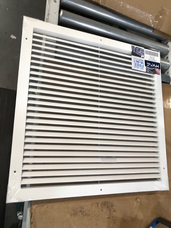 Photo 3 of **NEW** 20" X 20" Aluminum Return Grille - Easy Air Flow - Linear Bar Grilles [Outer Dimensions: 21.5w X 21.5"h] 20 x 20