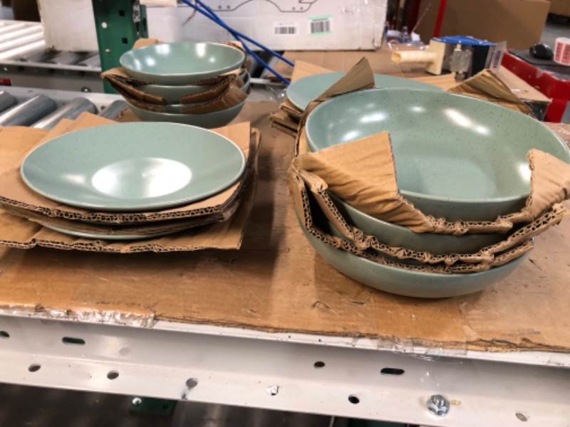 Photo 5 of **USED BUT APPEARS NEW**  vancasso Sabine 16-Piece Dinnerware Set, Stoneware Semi-matte Kitchen Plates and Bowls Sets, Service for 4, with Dinner Plates, Dessert Plates, Pasta Bowls and Cereal Bowls, Microwave Safe, Turquoise