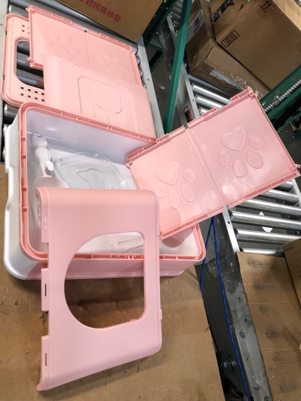 Photo 7 of **SEE NOTES** kathson Large Foldable Cat Litter Box Pan with Lid Enclosed Cat Potty with Drawer Top Entry Anti-Splashing Cat Toilet Supplies Including Pet Pee Pads Litter Scoop Cleaning Glove Pink