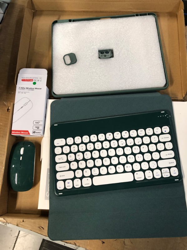 Photo 2 of **SEE NOTES** iPad Pro 12.9 2022 2021 2020 2018 Case with Keyboard and Mouse,Rotating Stand iPad Pro 12.9 inch 6th 5th 4th 3rd Generation Keyboard Case with Mouse, Smart Clear Cover with Pencil Holder, Teal iPad Pro 12.9(2022/2021/2020) Clear-Teal