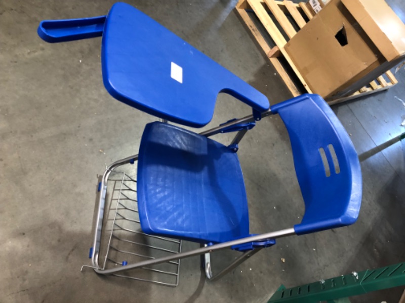 Photo 1 of **SEE NOTES** Yosogo Folding Chair with Writing Board (Blue Color) - Ergonomic Compact Portable Plastic Foldable Chair with Side Table, Book Net and Breathable Backrest for Student and Office