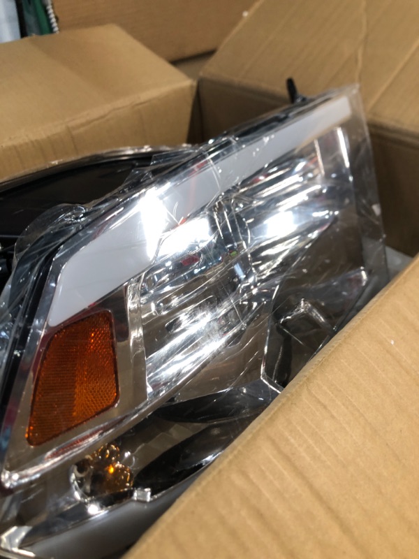 Photo 2 of MOSTPLUS Projector Headlight Assembly Compatible with 2009-2018 Dodge Ram 1500/2010-2018 Ram 2500 3500 Front Lamp with Led DRL--Chrome Housing/Clear Lens/Amber Reflector Projector/DRL Chrome/Clear/Amber