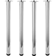 Photo 1 of  28 Inch Tall Height Adjustable Metal Office Table Legs, 50mm Diameter, Kitchen Dinner Desk Furniture Leg Set, Set of 4 (Chrome)