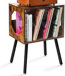 Photo 1 of * DAMAGED * 
ikkle Rustic Record Player Stand, Record Storage Cabinet Holder