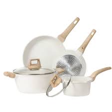 Photo 1 of * USED * 
CAROTE Pots and Pans Set Nonstick, White Granite